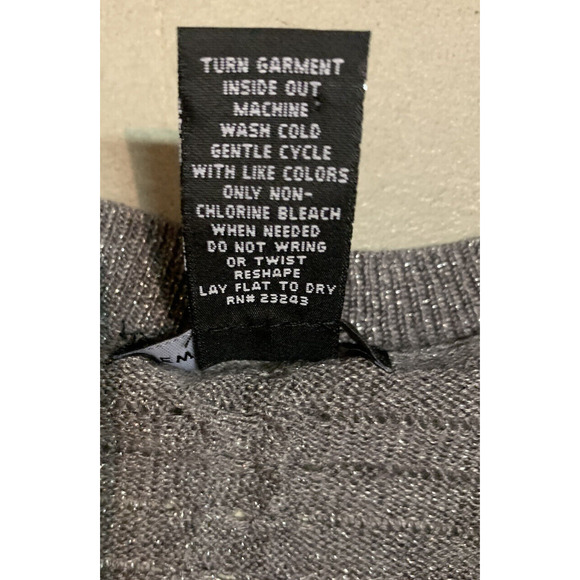 New York & Company Womens Knit Sweater Size XL Gray Glitter Pullover Preppy - Picture 5 of 5